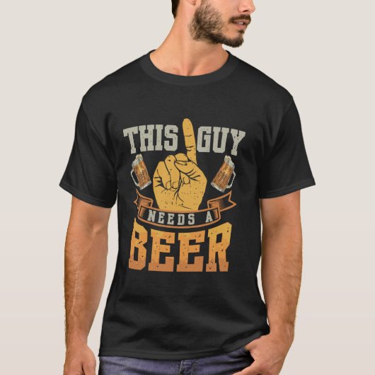 ガイおもしろいはビール好きTシャツが必要 Tシャツ (正面)