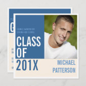 ガイはっきりしたモダン卒業式パーティフォト招待状 招待状 (正面/裏面)