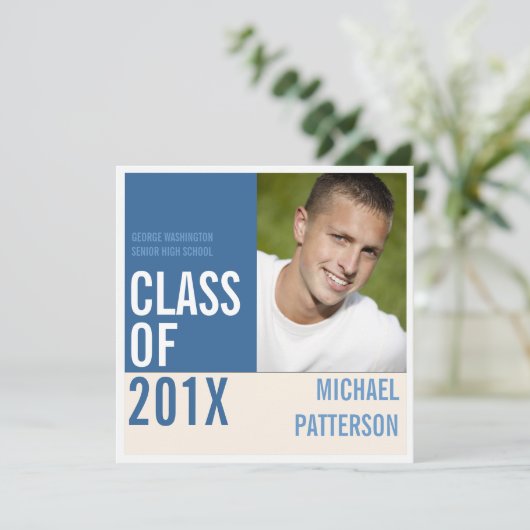 ガイはっきりしたモダン卒業式パーティフォト招待状 招待状 (スタンド正面)