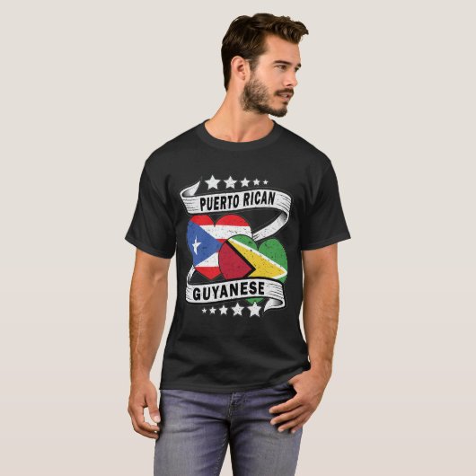 ガイアナおよびプエルト国旗 Tシャツ (正面フル)
