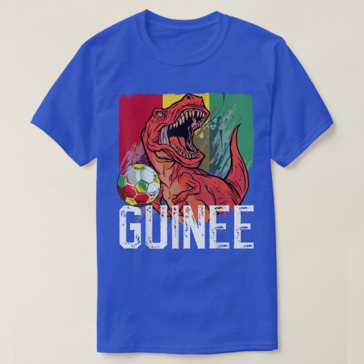 ガイアナのサッカーTレックス恐竜ギニア国旗Tシャツ Tシャツ (デザイン正面)