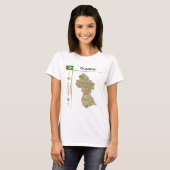 ガイアナの地図と国旗とタイトルTシャツ Tシャツ (正面フル)