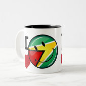ガイアナの微笑のGuyanese旗からの愛 ツートーンマグカップ (正面左)