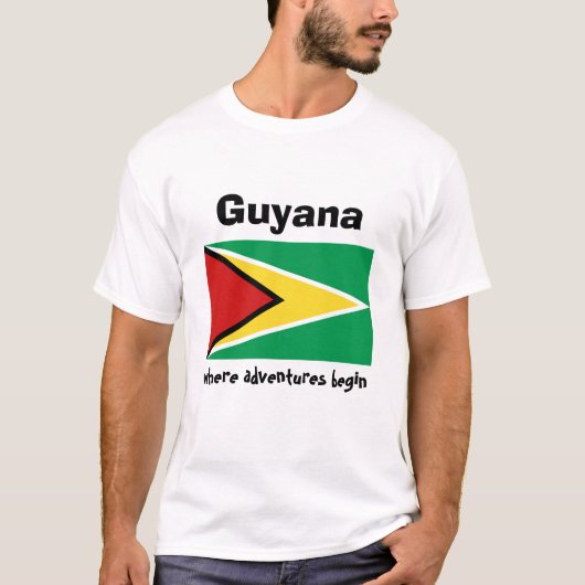 ガイアナの旗＋地図＋テキストTシャツ Tシャツ (正面)