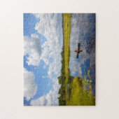 ガイアナの湖に釣り人。 ジグソーパズル (縦)