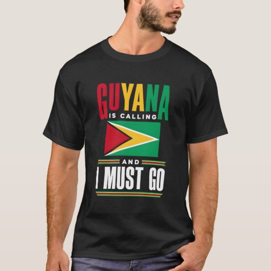 ガイアナガイアナ国旗のガイアナ呼び出し Tシャツ (正面)