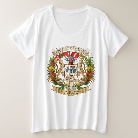 ガイアナ共和国60周年独立記念日 プラスサイズTシャツ (デザイン正面)