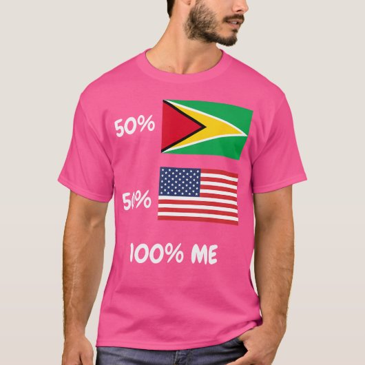 ガイアナ半旗アメリカ半旗D Tシャツ (正面)
