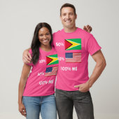ガイアナ半旗アメリカ半旗D Tシャツ (ユニセックス)