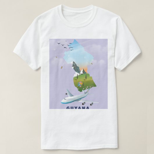 ガイアナ図解入りの、写真付きのの地図ポスター Tシャツ (デザイン正面)
