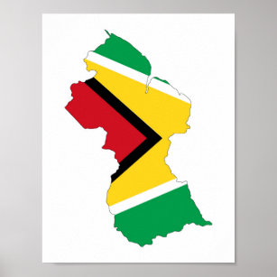 ガイアナ国国旗の地図の図形の記号 ポスター