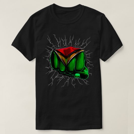 ガイアナ国旗とガイアナ国旗の拳ギフト Tシャツ (デザイン正面)