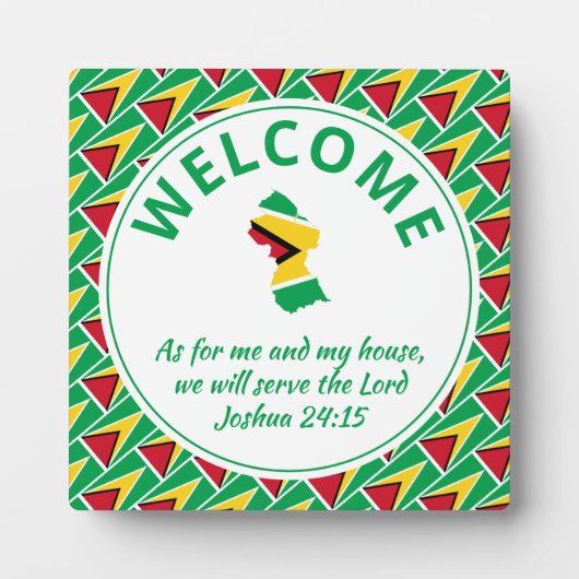 ガイアナ国旗のクリスチャン・ウェルカム フォトプラーク (正面)