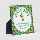 ガイアナ国旗のクリスチャン・ウェルカム フォトプラーク (正面)