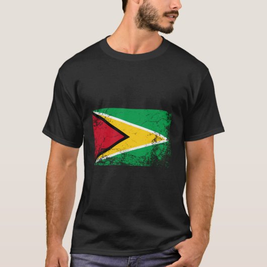 ガイアナ国旗のヴィンテージギフト Tシャツ (正面)
