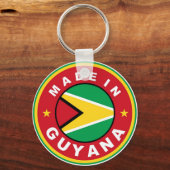 ガイアナ国旗の商品ラベル・ラウンドで作られる キーホルダー (正面)