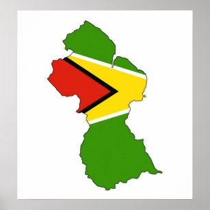 ガイアナ国旗の地図フルサイズ ポスター