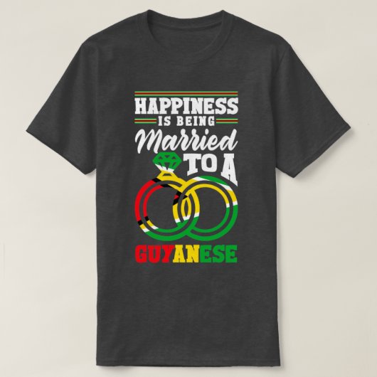 ガイアナ国旗の幸せ結婚したがガイアナに Tシャツ (デザイン正面)