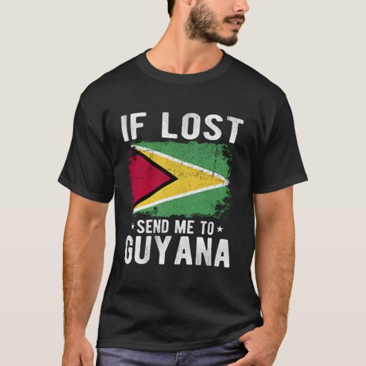 ガイアナ国旗もしの土産失った- Send Me To Guyana Tシャツ (正面)
