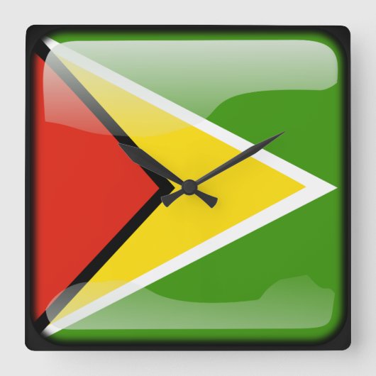 ガイアナ国旗 スクエア壁時計 (正面)