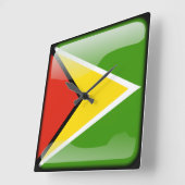 ガイアナ国旗 スクエア壁時計 (傾斜)