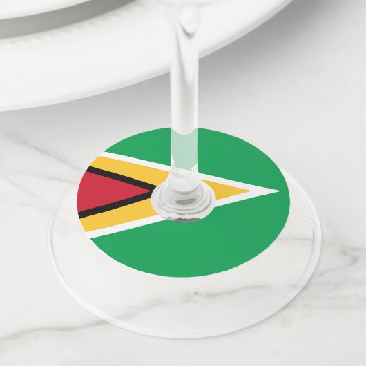 ガイアナ国旗 ワイングラスタグ (クローズアップ)