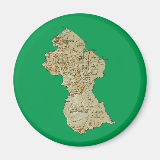 ガイアナ地図マグネット マグネット (正面)