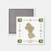 ガイアナ地図+国旗 マグネット (正面/裏面)