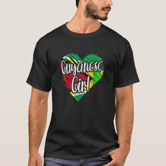 ガイアナ女子ガイアナハート国旗Guya女子 Tシャツ