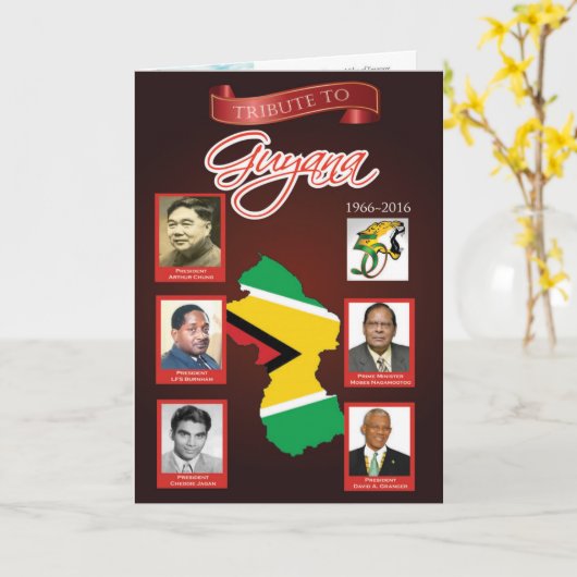 ガイアナ独立記念日への献上品 カード (黄色い花)