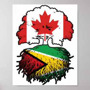 ガイアナ・ガイアナ州カナダ国旗 ポスター