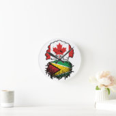 ガイアナ・ガイアナ州カナダ国旗 ラウンド壁時計 (ホーム)