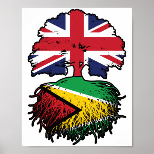 ガイアナ・ガイアナ英国ツリールーツ国旗 ポスター