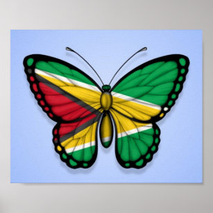 ガイアナ・バタフライ国旗の青 ポスター