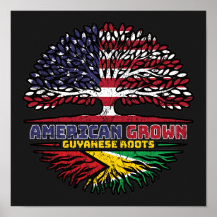ガイアナGuyanese US American USA統一された州ツリー ポスター