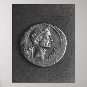 ガイウス・ユリウス・カエサルのポートレートが付いている硬貨 ポスター