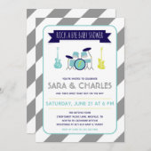 ガイターとドラムスはバイベイビーシャワー招待状 招待状 (正面/裏面)