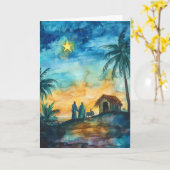 ガイディングスターとワイズメンウォーターカラー出生 カード (黄色い花)