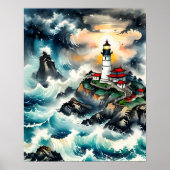 ガイディングライト – 穏やかなライトハウスシーン ポスター (正面)
