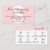 ガイドの説明の後のピンク気にのヘアエクステンション 名刺 (正面/裏面)