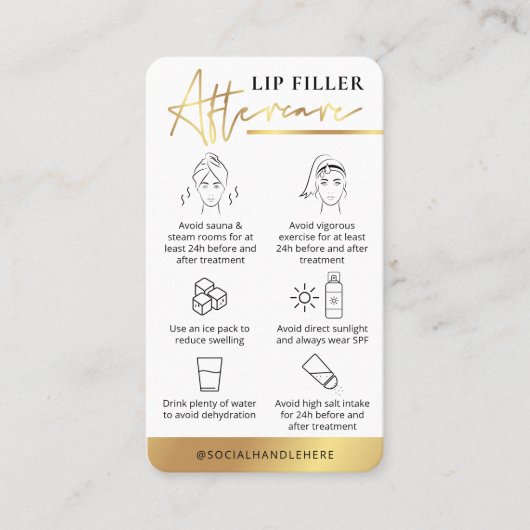 ガイドホワイトおよび気に金ゴールドロゴの後のリップフィラー 名刺 (正面)