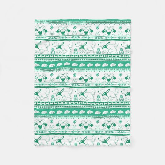 ガイド犬の物語ゴールデンパターン – 緑 –  フリースブランケット (正面)