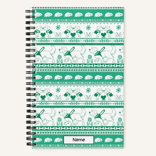 ガイド犬の物語ゴールデンパターン – 緑 – 小 ノートブック (正面)