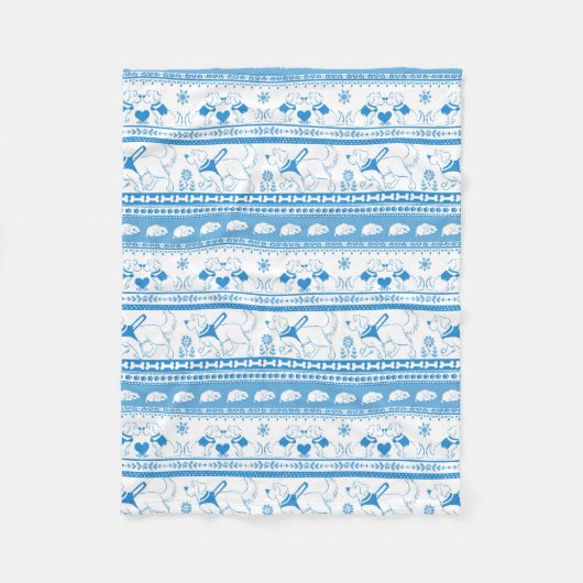 ガイド犬の物語ゴールデンパターン – 青 –  フリースブランケット (正面)