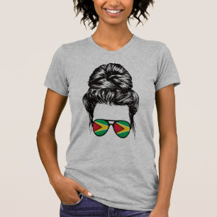ガイヤノガールメッシーヘアガイアナプライド愛国心 Tシャツ