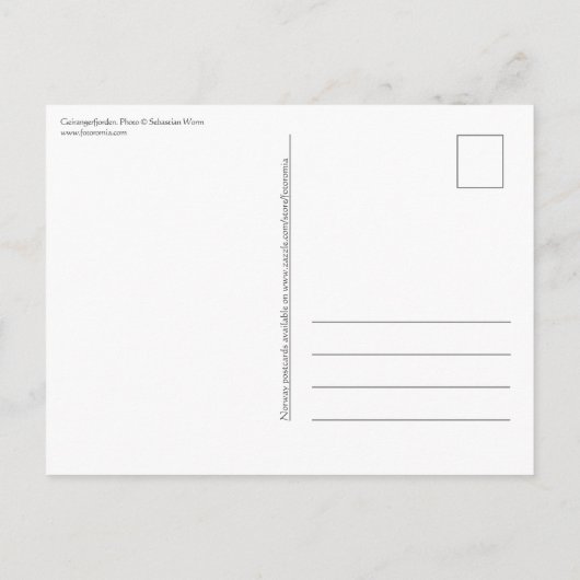 ガイランゲルフィヨルデンノルウェー ポストカード (裏面)