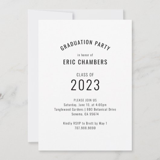 ガイ卒業パーティーのフォトスクリプト名 招待状 (裏面)