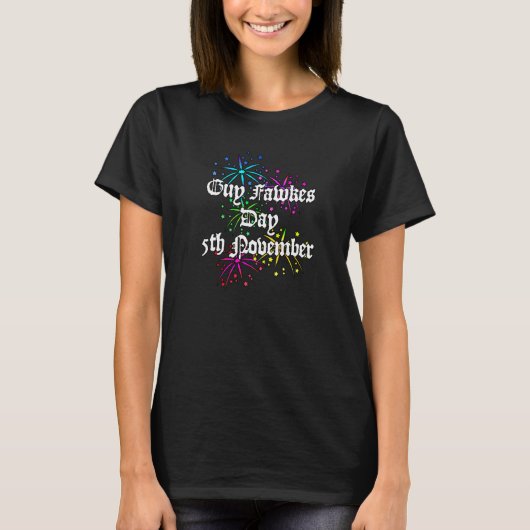 ガイ・フォークス・デイ11月5日の花火の焚き火 Tシャツ (正面)