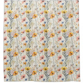 ガウアッシュ牧草花パターン シャワーカーテン (正面)