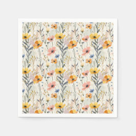 ガウアッシュ牧草花パターン スタンダードカクテルナプキン